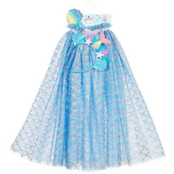 Ensemble cape sirène + diadème + baguette Marlya, 5-7 ans