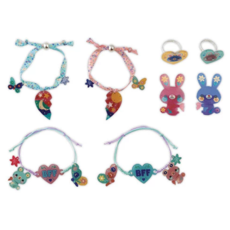 8 BIJOUX D'AMITIE PLASTIQUE FOU A CREER