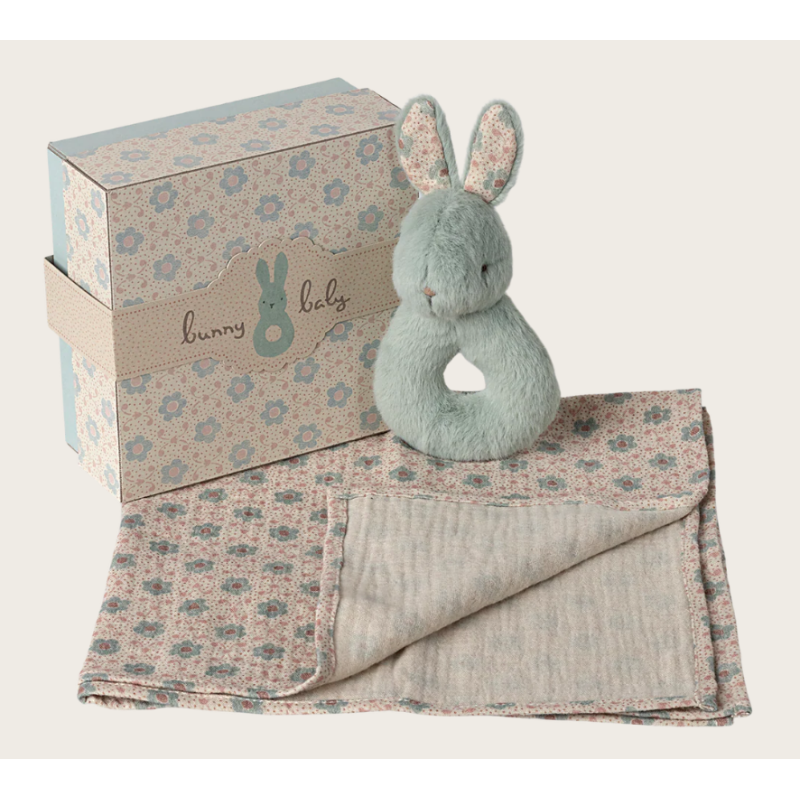 Coffret hochet lapin - Menthe