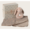 Coffret hochet lapin - Rose poudre