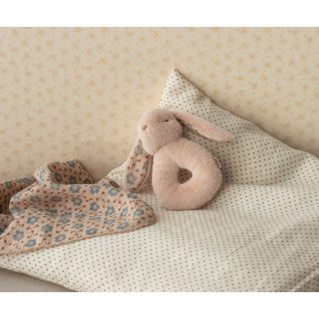 Coffret hochet lapin - Rose poudre