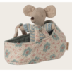 Bébé souris dans son couffin - Bleu