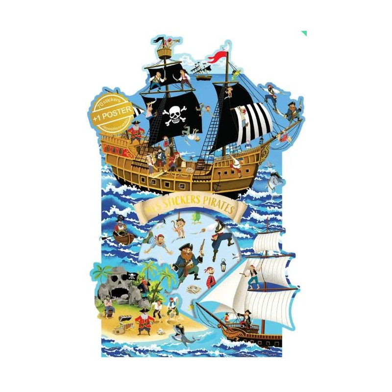 JEU STICKERS + POSTER BATEAU DE PIRATES