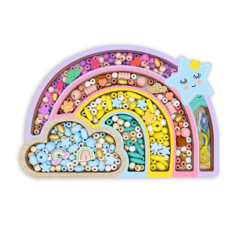 Les Perles - Coffret arc-en-ciel perles bois