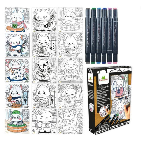 Manga - S Layout et marqueurs – Animaux kawaii - 10a+