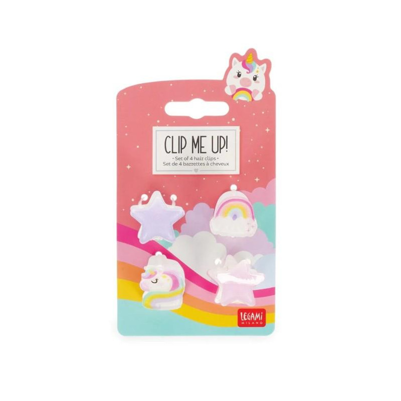 SET DE 4 MINI BARRETTES À CHEVEUX - UNICORN