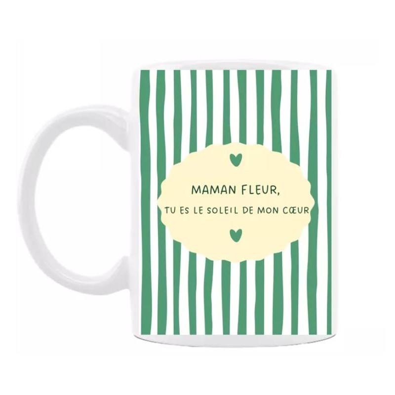 MUG MAMAN FLEUR RAYURES VERTE