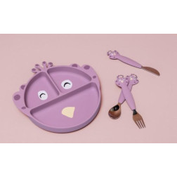 Assiette avec ventouse en silicone et compartiments - Mrs. Peacock