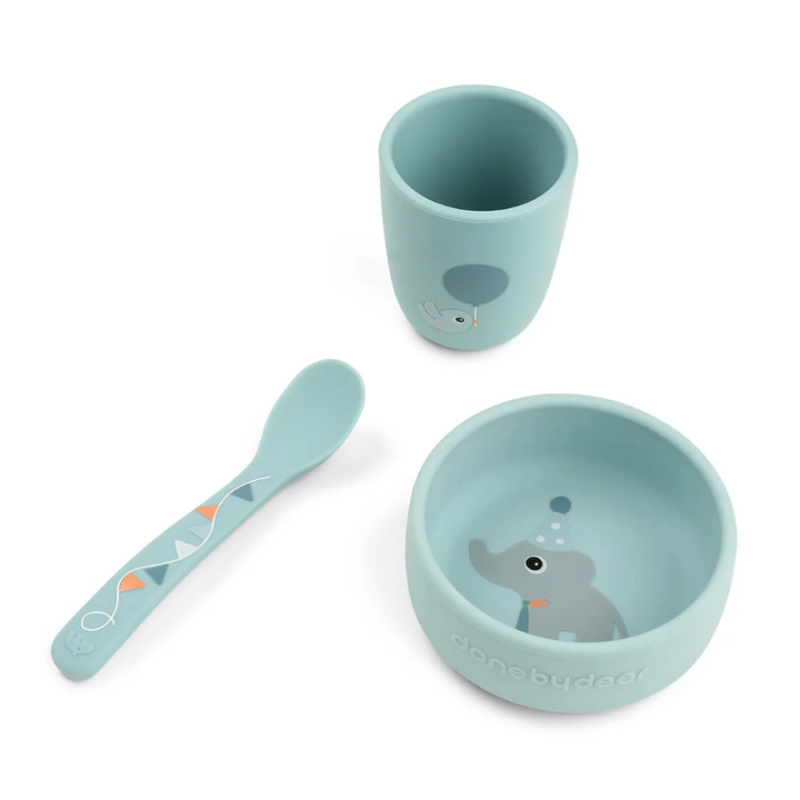 Set de premier repas Stick&Stay - Celebration - Bleu