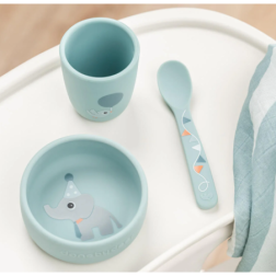 Set de premier repas Stick&Stay - Celebration - Bleu