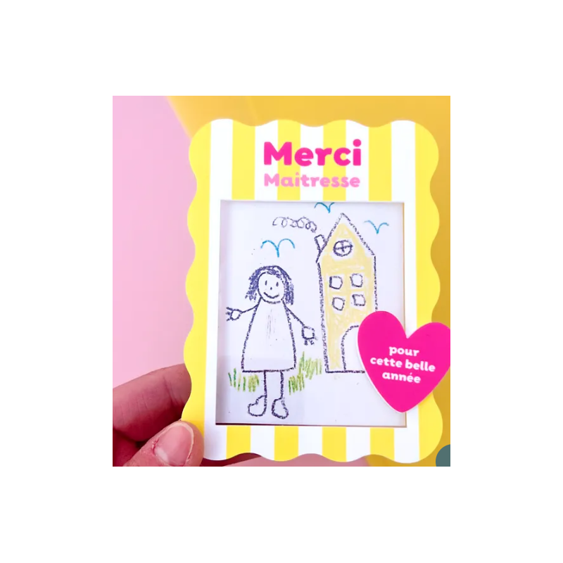 Magnet photo ou dessin à rayures jaunes - Maîtresse/Nounou