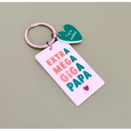Porte-clé Extra Méga Giga Papa, cadeau Fête des pères