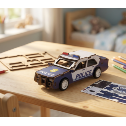 MAQUETTE EN BOIS : VOITURE DE POLICE