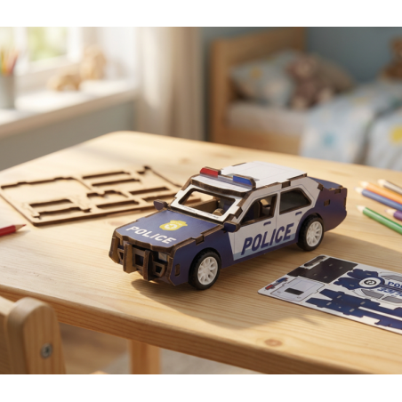 MAQUETTE EN BOIS : VOITURE DE POLICE