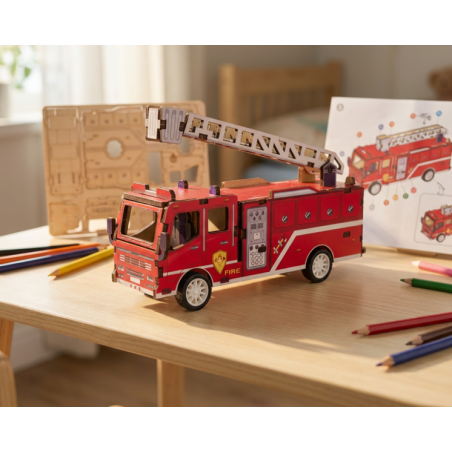 MAQUETTE EN BOIS : CAMION DE POMPIER