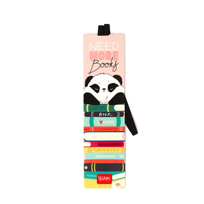 Marque-page Illustré avec Élastique - Panda, Need More Books - Bookmark