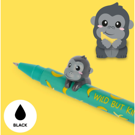 Stylo Gel avec Animal Décoratif Gorilla «Wild but Kind» - Lovely Friends