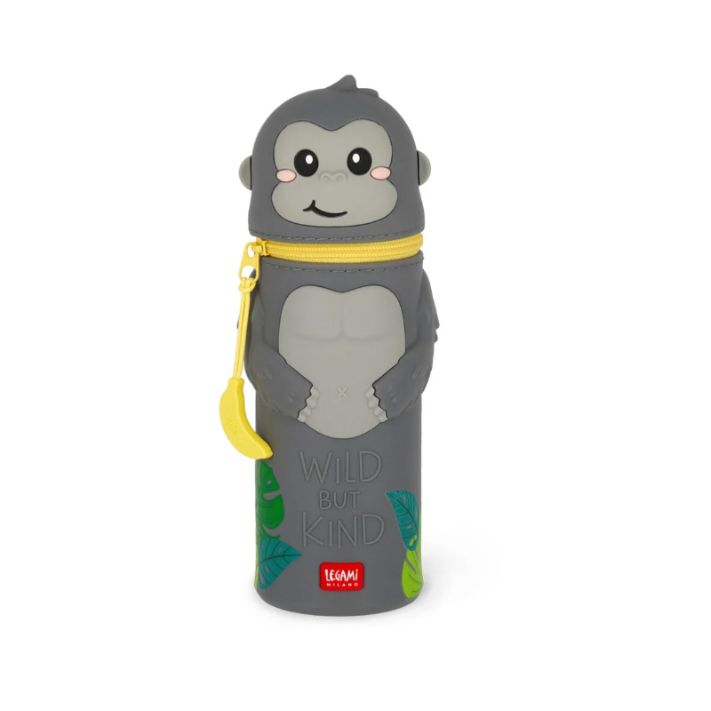 Trousse 2 en 1 en Silicone Gorilla « Wild but Kind » - Kawaii