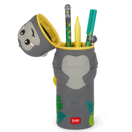 Trousse 2 en 1 en Silicone Gorilla « Wild but Kind » - Kawaii