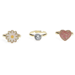Bagues à paillettes (lot de 3) - Coeur & fleur