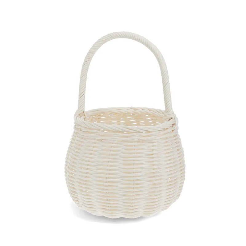 Petit panier rond en osier - Blanc