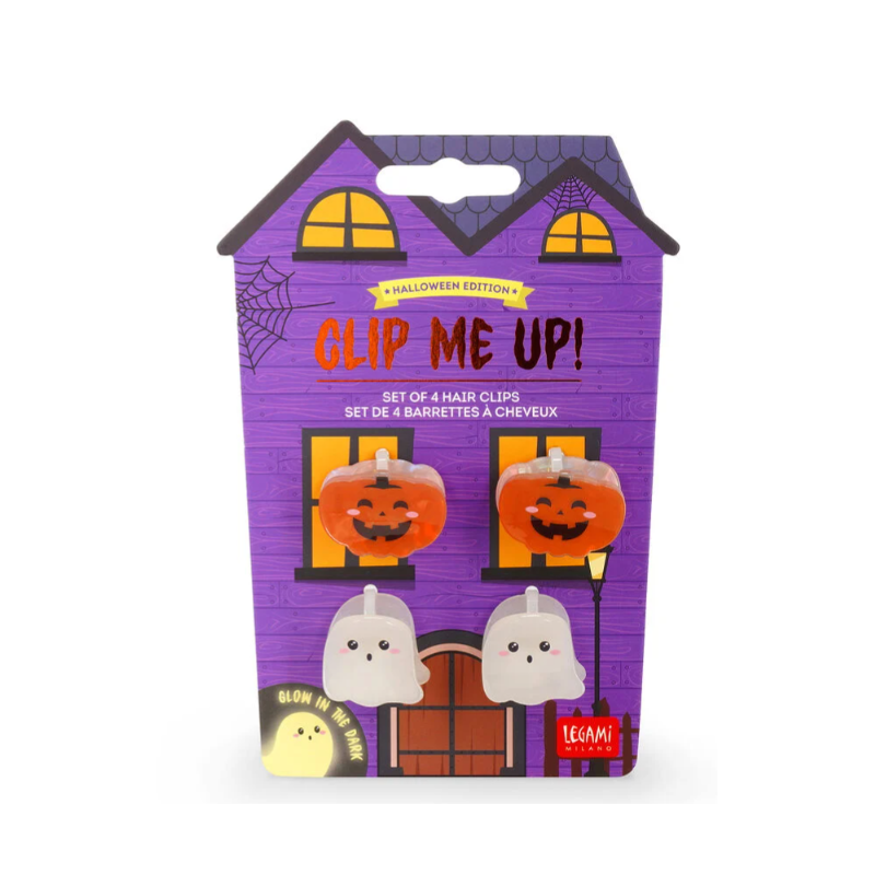 SET DE 4 MINI BARRETTES À CHEVEUX - GHOST + PUMPKIN