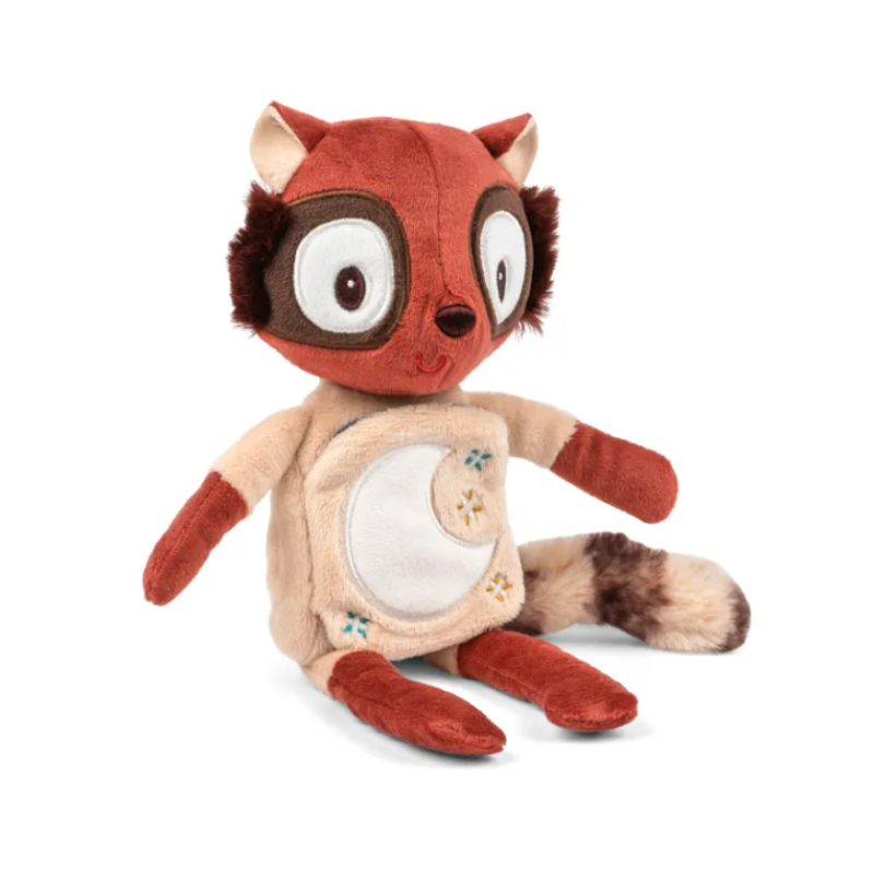 Peluche phosphorescente et livre en tissu Elvis le lémurien