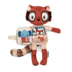 Peluche phosphorescente et livre en tissu Elvis le lémurien