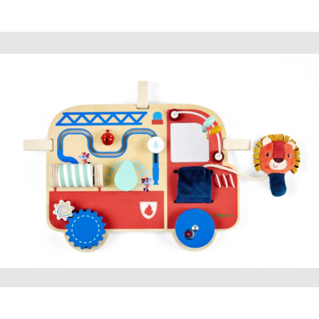 Panneau d'activités en bois Camion de pompiers
