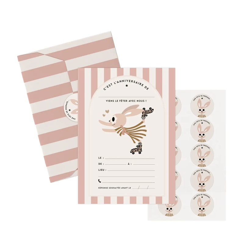 Set d’invitations anniversaire - lapin Suzie