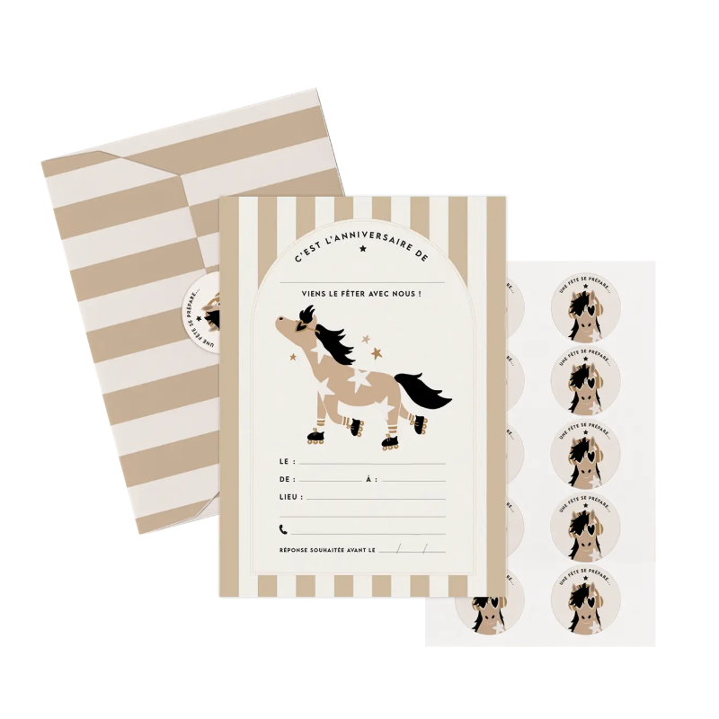 Set d’invitations anniversaire - poney Billy