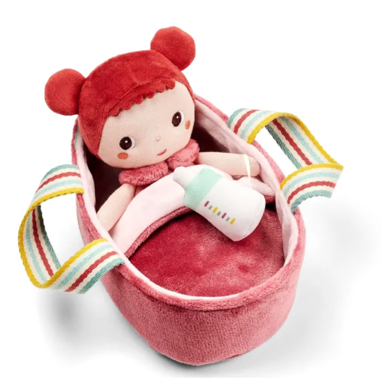 Poupée en tissu Mio et son couffin - 21 cm