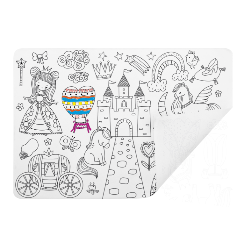 SET DE TABLE À COLORIER - THÈME PRINCESSE