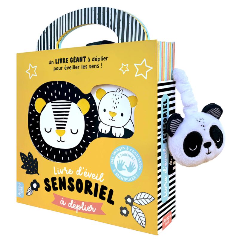 LIVRE D'ÉVEIL SENSORIEL À DÉPLIER EN NOIR ET BLANC