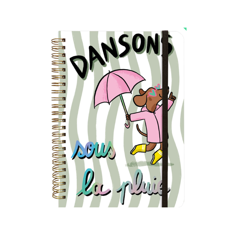 CARNET SPIRALES RIGIDE A5 DANSONS SOUS LA PLUIE