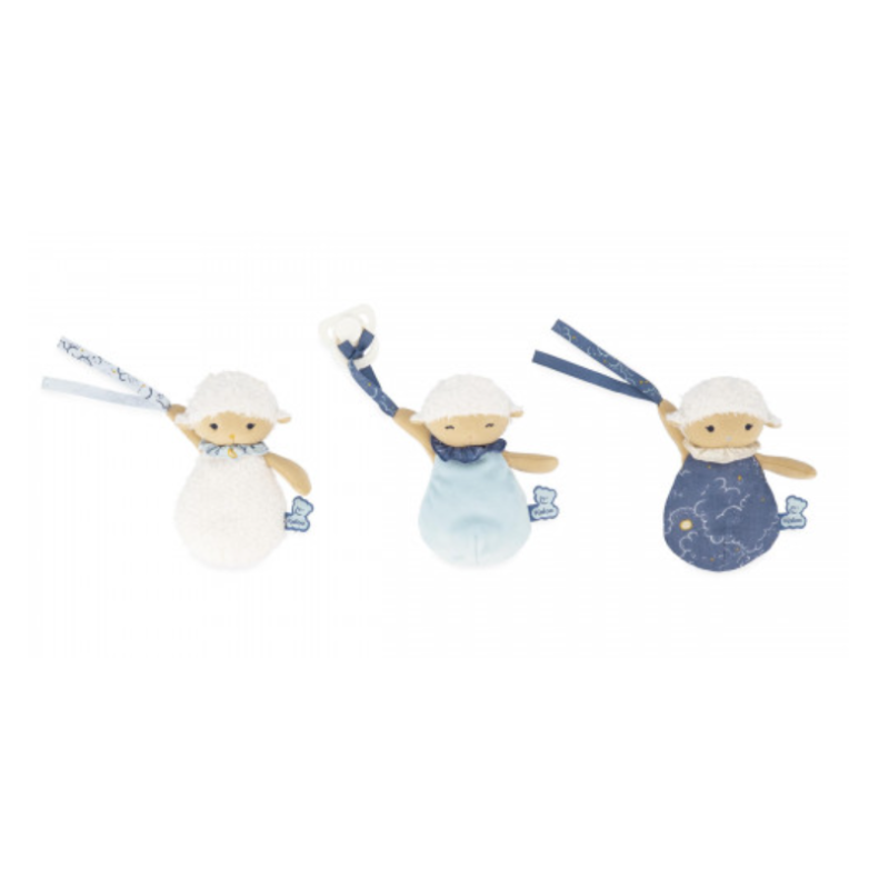 MES 3 DOUDOUS MOUTONS ATTACHE-TETINES
