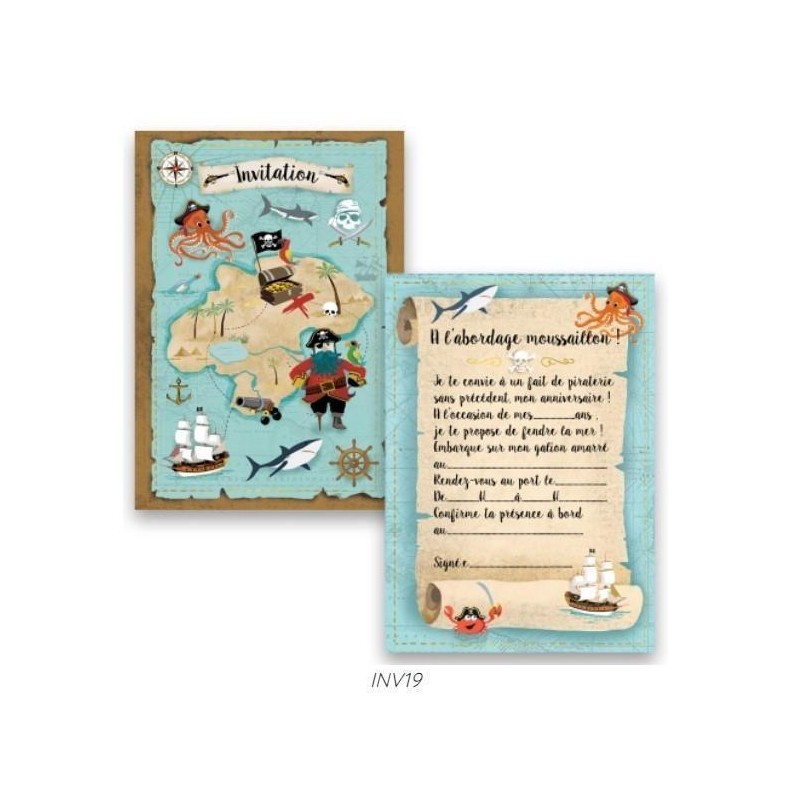 CARTES INVITATIONS PIRATES