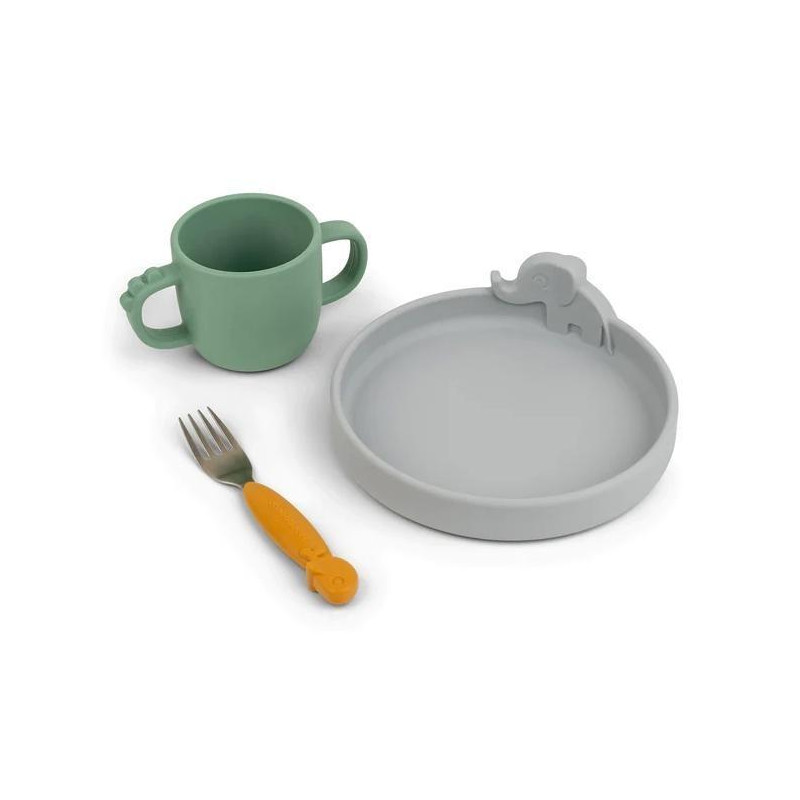 COFFRET REPAS SILICONE PEEKABOO GRIS