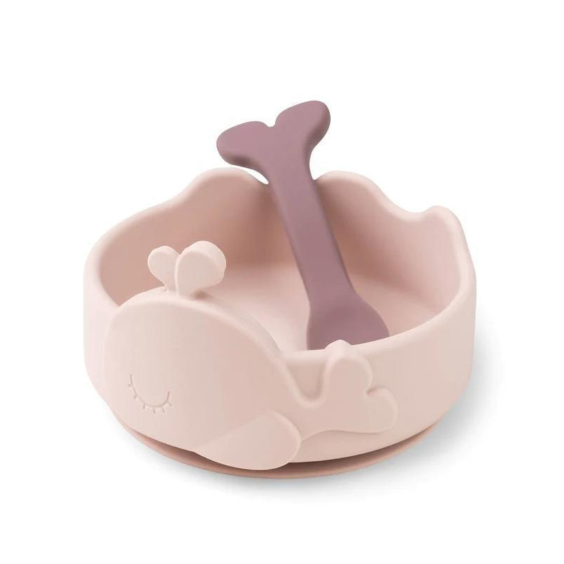 Bol ventouse et cuillère silicone Wally ROSE