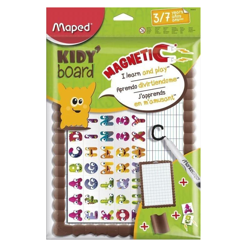 Kit ardoise KIDY'BOARD MAGNETIC avec 40 aimants ALPHABET
