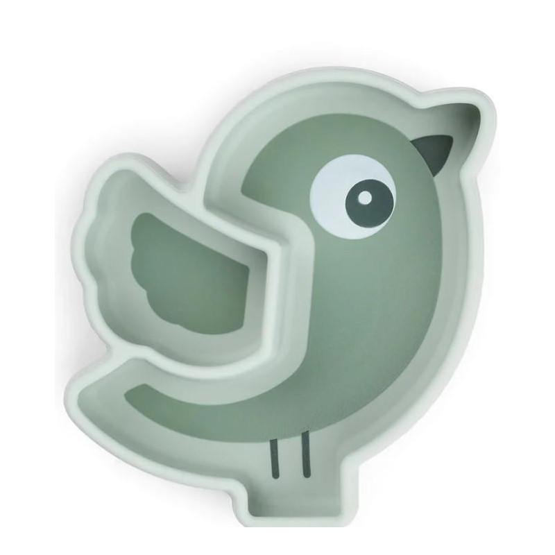 Silicone Stick&Stay snack plate Birdee Green