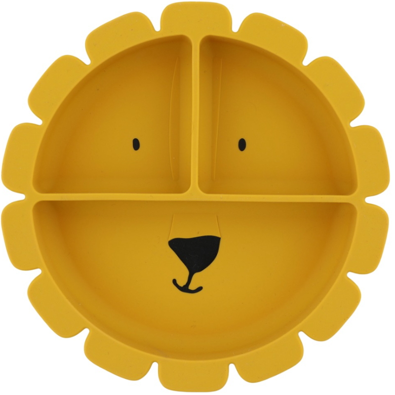 Assiette avec ventouse en silicone et compartiments - Mr. Lion