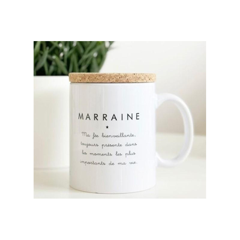 Mug avec son couvercle en liège MARRAINE