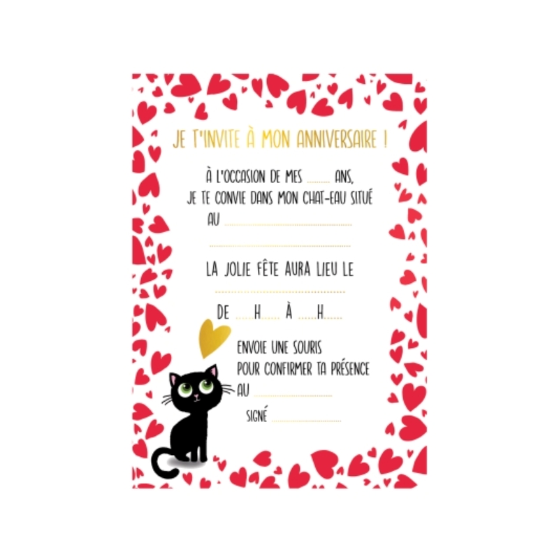 CARTES INVITATIONS CHATON COEUR