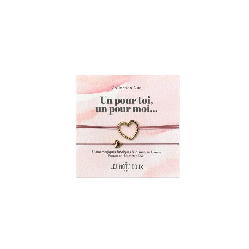 BRACELET DUO CŒUR ROSE OR