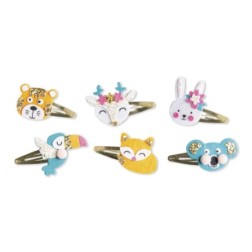 6 BARRETTES ANIMAUX PAILLETES A CREER