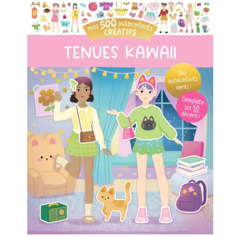 MES 500 AUTOCOLLANTS TENUES KAWAII