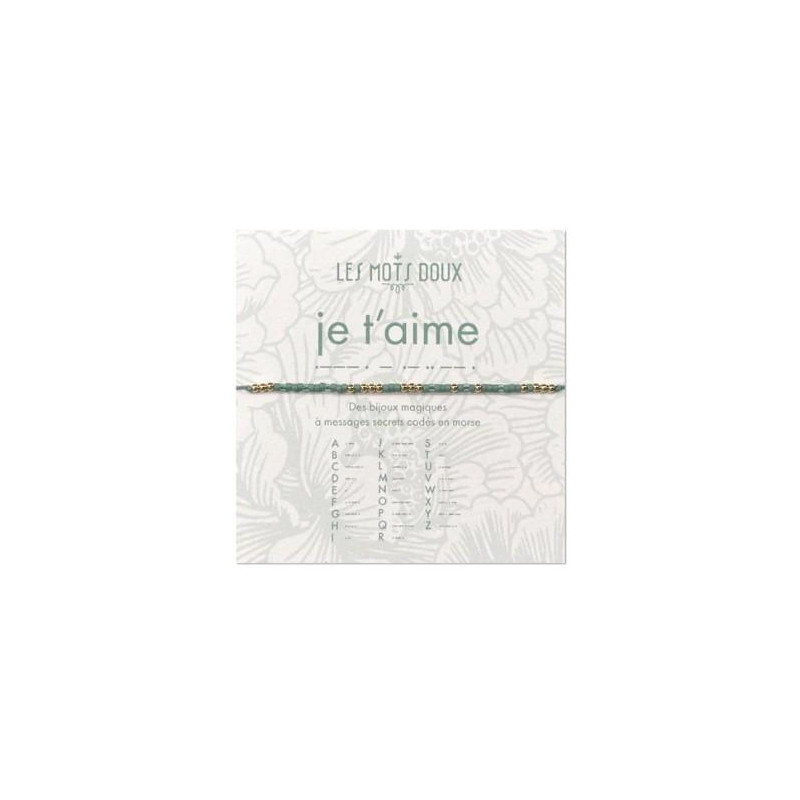 BRACELET PASTEL JE T AIME VERT TRANSLUCIDE OR