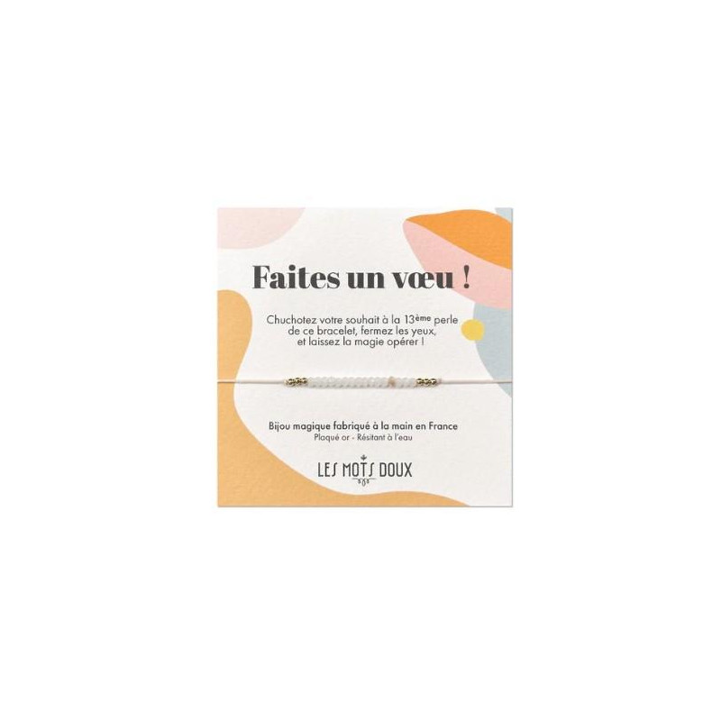 BRACELET VOEU MINI CRISTAL BLANC OR