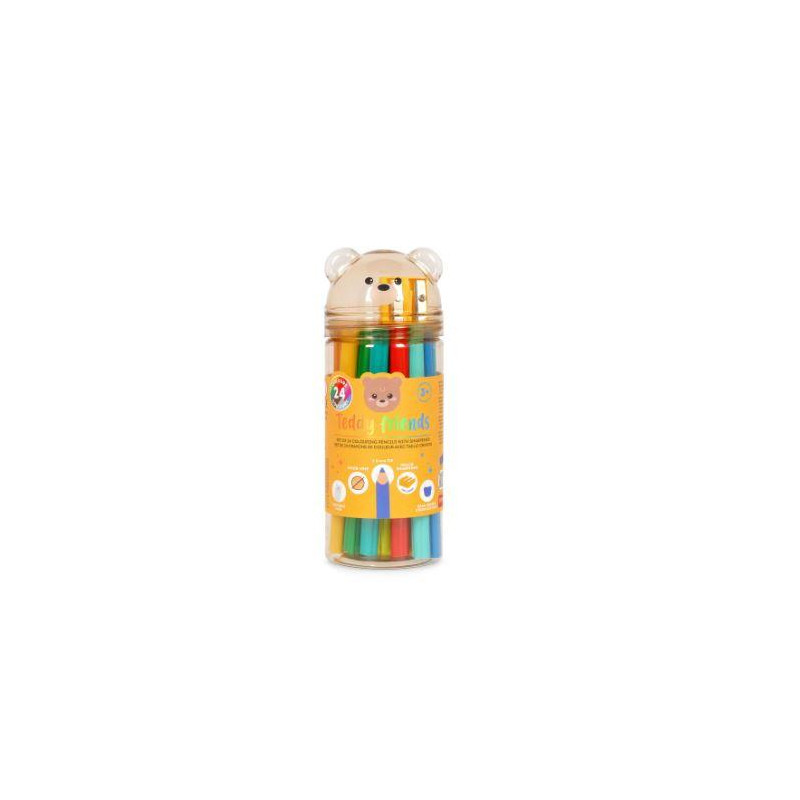 24 CRAYONS COULEUR - TEDDY BEAR